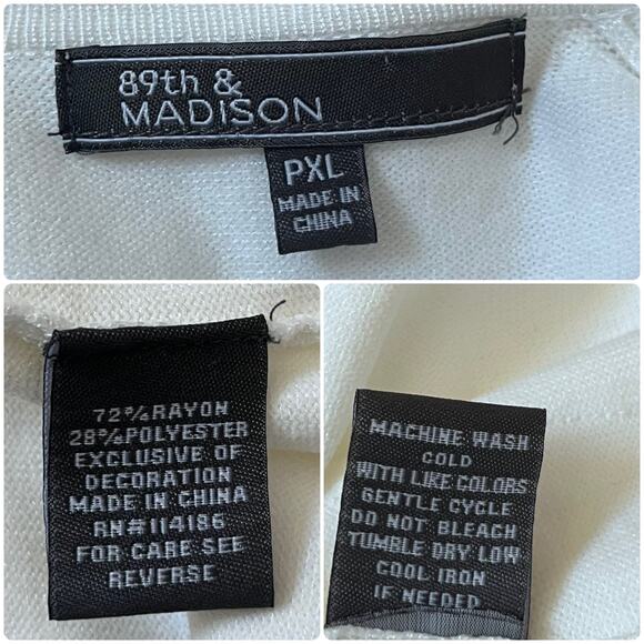 89th & Madison Ivory Lace Detail Rib Trim Open Crop Cardigan Petite Size XL - Picture 9 of 10